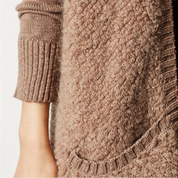 Anthropologie Sleeping on Snow Slubby Boucle Cardigan Mohair Tan - Picture 3 of 14